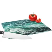 KitchenYeah Glazen Snijplank - 28x20 - Oceaan - Water - Zee - Luxe - Groen - Turquoise - Snijplanken Glas