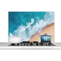 KitchenYeah Spatscherm keuken 100x65 cm - Kookplaat achterwand Strand - Water - Zee - Muurbeschermer - Spatwand fornuis - Hoogwaardig aluminium