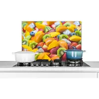 KitchenYeah Spatscherm keuken 60x40 cm - Kookplaat achterwand Fruit - Salade - Kleuren - Muurbeschermer - Spatwand fornuis - Hoogwaardig aluminium