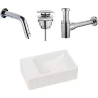 Plieger Houston fonteinset met mat witte fontein links en chromen inbouwkraan