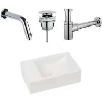 Plieger Houston fonteinset met witte fontein links en chromen inbouwkraan