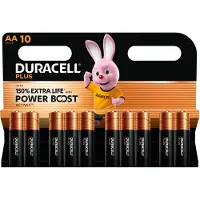 Duracell Alkalinebatterij AA, LR06, 1,5V, Plus, Extra Life, blisterverpakking (10 stuks)