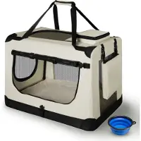 Juskys Vouwbare Hondentransportbox / Bench Lassie XL - Beige - 56 x 81 x 58 cm