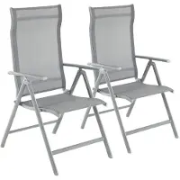 Songmics - 2x Tuinstoelen - Robuust Aluminium Frame - Rugleuning 8-voudig Verstelbaar - Maximaal Draagvermogen 120 kg - inklapbaar - grijs