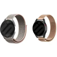 Strap-it Milanese band (Roze goud) + Nylon band (Pink Sand) - Geschikt voor Garmin Vivoactive 5 - Zachte Nylon band - Geweven Nylon bandje - RVS metalen band met magneet - Magnetische sluiting