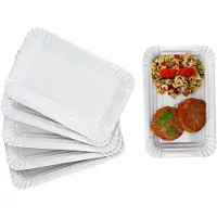 MamboCat Set van 6 PUR papieren borden groot rechthoekig porselein wit - 24302119