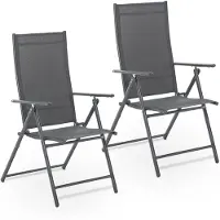 Juskys Tuinstoel - Set van 2 - Max. 110 kg - Opvouwbaar - Verstelbaar - Antraciet