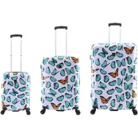 Saxoline Harde Kofferset 3-Delig / Reiskofferset / Trolleyset - Springful Butterfly Print - Bedrukt / Set