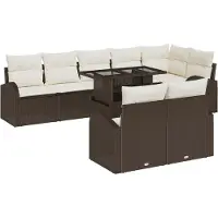 vidaXL Tuinbank Set 9 st Bruin Poly rattan
