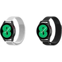 Strap-it Bundel van 2 Milanese Banden - Geschikt voor Samsung Galaxy Watch 4 40mm - Horlogeband / Polsband / Armband / RVS Armband / Magnetische Armband - Luxe & ademend ontwerp - Zwart & Zilver