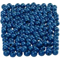 Creativ Company Houten kralen blauw, 150st.