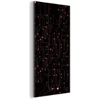 MuchoWow Aluminium schilderij 20x40 cm - Wanddecoratie metaal - Lijnen - Netwerk - Stippen - Rood - Metalen muurdecoratie woonkamer - Decoratie industrieel - Foto op dibond - Industriële accessoires slaapkamer
