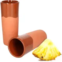 MamboCat Set van 2 klei mokken 330ml gedeeltelijk geglazuurd - 12968