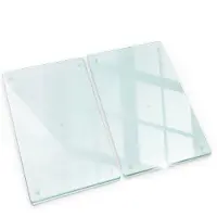 Tulup Glazen Snijplank - SET van 2 STUKS 30 x 52 cm - Snijplanken van Glas - Rechthoekig Keukengerei - Transparant Snijplanken van Glas - Anti-Slip Snijplanken