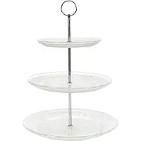 Home Deco Factory Etagere 3 laags - transparant - glas/metaal - D25 x H35 cm - Hightea - Taartjes - Decoratief - Serveerschaal