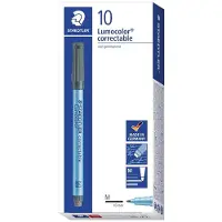 Staedtler Marker Correctable 305 Lumocolor, lijnbreedte M, niet permanente en droog afveegbaar, 10 stuks, rood