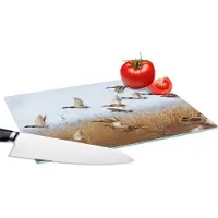 KitchenYeah Glazen Snijplank - 28x20 - Eend - Vogel - Riet - Water - Eenden - Snijplanken Glas