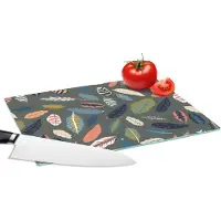 KitchenYeah Glazen Snijplank - 28x20 - Patroon - Blaadjes - Pastel - Snijplanken Glas