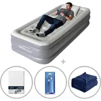 Aerorest Supreme Plush XL 1-persoons luchtbed | 210 x 99 x 46 cm | Inclusief bijpassend hoeslaken + reparatiekit + fleece deken | Extra lang 210 cm | Ideaal voor lange mensen