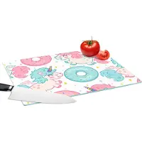 KitchenYeah Glazen Snijplank - 39x28 - Eenhoorn - Donut - Baby - Snijplanken Glas