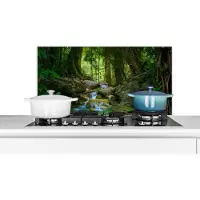 KitchenYeah Spatscherm keuken 80x40 cm - Kookplaat achterwand Jungle - Stenen - Water - Natuur - Planten - Muurbeschermer - Spatwand fornuis - Hoogwaardig aluminium