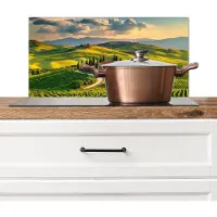 KitchenYeah Spatscherm keuken 70x30 cm - Kookplaat achterwand Toscane - Landschap - Wijngaarden - Muurbeschermer - Spatwand fornuis - Hoogwaardig aluminium