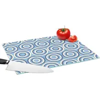 KitchenYeah Glazen Snijplank - 39x28 - Cirkel - Blauw - Patroon - Snijplanken Glas