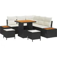 vidaXL Tuinbank Set 8 st 7-Aantal zitplaatsen Zwart Poly rattan