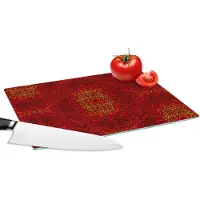 KitchenYeah Glazen Snijplank - 28x20 - Patroon - Abstract - Rood - Snijplanken Glas