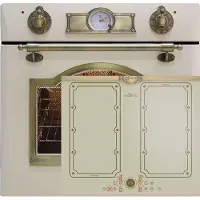 Kaiser EH 6355 ElfEm inbouwoven + KCT 6192 FI ElfEm inductiekookplaat 60 cm, elektrisch, retro, zelfvoorzienend, 60cm, 67L, 8 functies, ivoor