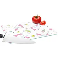 KitchenYeah Glazen Snijplank - 28x20 - Unicorn - Regenboog - Patroon - Snijplanken Glas