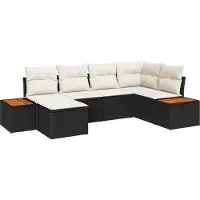 vidaXL Tuinbank Set 7 st 6-Aantal zitplaatsen Zwart en Crème