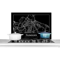 KitchenYeah Spatscherm keuken 90x60 cm - Kookplaat achterwand Plattegrond - Nijmegen - Stadskaart - Kaart - Muurbeschermer - Spatwand fornuis - Hoogwaardig aluminium
