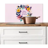 KitchenYeah Spatscherm keuken 90x45 cm - Kookplaat achterwand Bloemenkrans - Kleurrijk - Moeder - Muurbeschermer - Spatwand fornuis - Hoogwaardig aluminium
