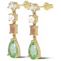 Karma Oorknoppen Symbols XL Misa Zirconia Pearl Green Goud