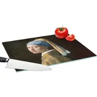 KitchenYeah Glazen Snijplank - 39x28 - Meisje met de parel - Schilderij - Oude meesters - Vermeer - Snijplanken Glas