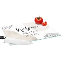 KitchenYeah Glazen Snijplank - 39x28 - Welkom - Buren - Quote - Snijplanken Glas