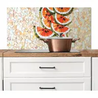 KitchenYeah Spatscherm keuken 100x50 cm - Kookplaat achterwand Mozaïek - Watermeloen - Rood - Pitten - Muurbeschermer - Spatwand fornuis - Hoogwaardig aluminium