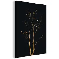 MuchoWow Aluminium schilderij 120x160 cm - Wanddecoratie metaal - Takken - Blaadjes - Zwart - Metalen muurdecoratie woonkamer - Decoratie industrieel - Foto op dibond - Industriële accessoires slaapkamer