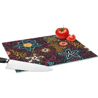 KitchenYeah Glazen Snijplank - 39x28 - Bloemen - Rood - Patronen - Snijplanken Glas