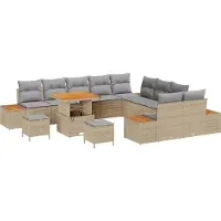 vidaXL Tuinbank Set 13 st 12-Aantal zitplaatsen Beige Poly rattan