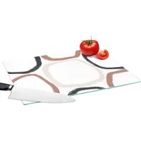 KitchenYeah Glazen Snijplank - 39x28 - Minimalisme - Geometrische vormen - Pastel - Patronen - Snijplanken Glas