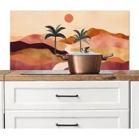 KitchenYeah Spatscherm keuken 100x50 cm - Kookplaat achterwand Heuvels - Palmbomen - Abstract - Muurbeschermer - Spatwand fornuis - Hoogwaardig aluminium