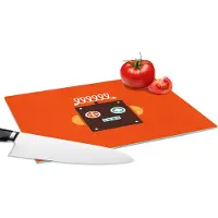 KitchenYeah Glazen Snijplank - 28x20 - Robot - Vormen - Gezicht - Oranje - Jongens - Kinderen - Snijplanken Glas
