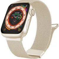 Mobigear Milanese Watch bandje geschikt voor Apple Watch Bandje Magneetsluiting | Luxury Loop - 49/46/45/44 mm - Sterrenlicht