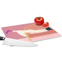 KitchenYeah Glazen Snijplank - 28x20 - Vintage - Vrouwen - Pastel - Snijplanken Glas