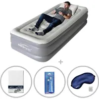 Aerorest Supreme Plush XL 1-persoons luchtbed | 210 x 99 x 46 cm | Inclusief bijpassend hoeslaken + reparatiekit + slaapmasker | Extra lang 210 cm | Ideaal voor lange mensen