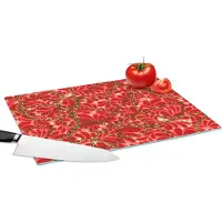 KitchenYeah Glazen Snijplank - 39x28 - Patronen - Goud - Ketting - Rood - Snijplanken Glas