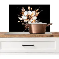 KitchenYeah Spatscherm keuken 60x40 cm - Kookplaat achterwand Bloem - Verf - Goud - Graffiti - Modern - Muurbeschermer - Spatwand fornuis - Hoogwaardig aluminium