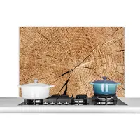 KitchenYeah Spatscherm keuken - Spatbord - Boom - Boomstam - Jaarringen - Natuur - Hout - Patroon - Achterwand keuken - 100x65 cm